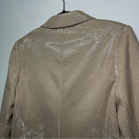 Tahari ASL Women’s Gold Blazer Size 14 Shiny Metallic Textured office blazer - Picture 11 of 15